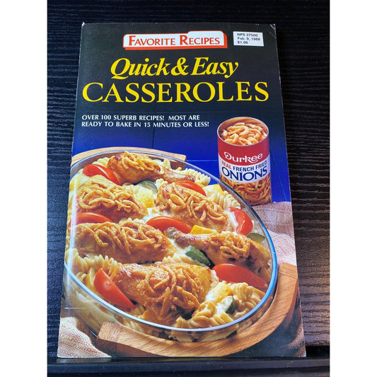 Quick & Easy Casseroles Cookbook Booklet Favorite Recipes 1988