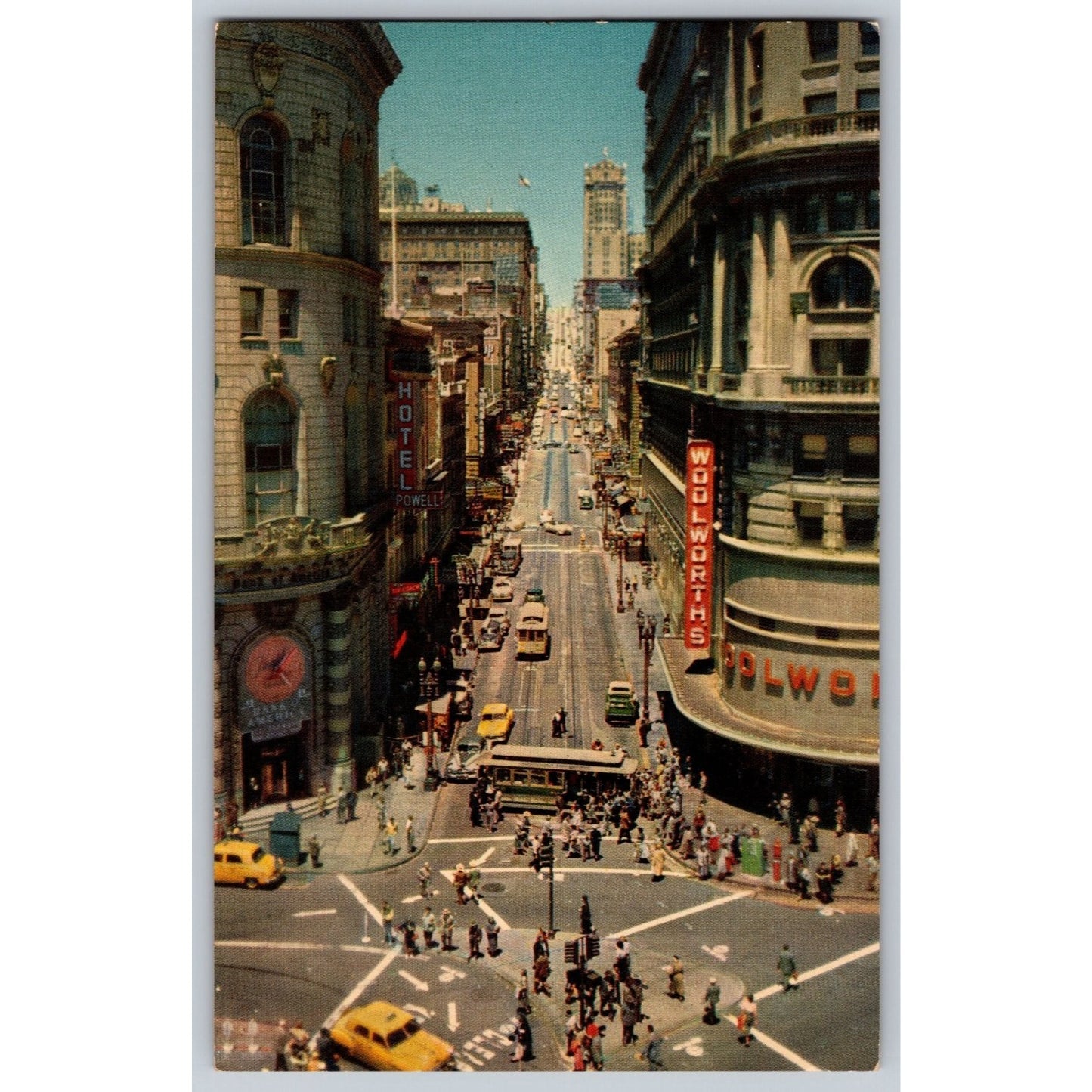 San Francisco CA California Powell at Market Street Cable Car Chrome Postcard