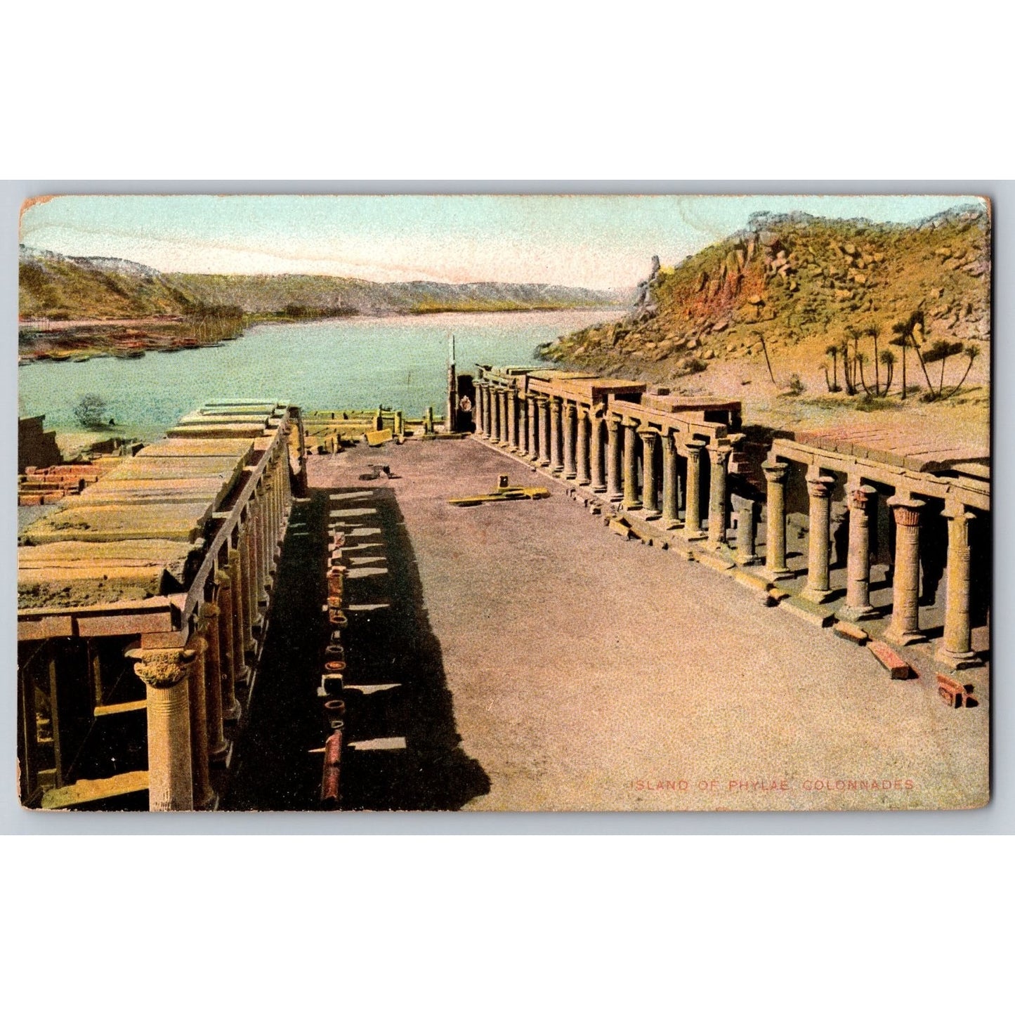 Island of Philae Colonnades Egypt Divided Back Postcard Lichtenstern & Harari
