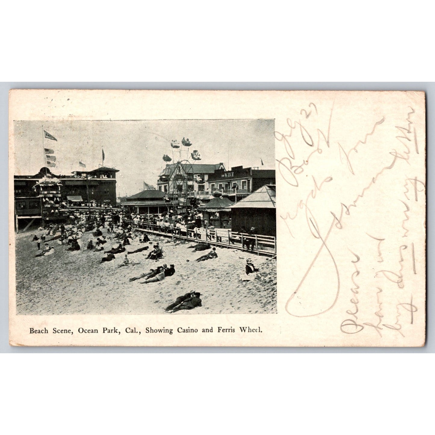 Ocean Park CA California Beach Scene Casino Ferris Wheel 1905 Postcard M Rieder