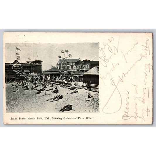 Ocean Park CA California Beach Scene Casino Ferris Wheel 1905 Postcard M Rieder