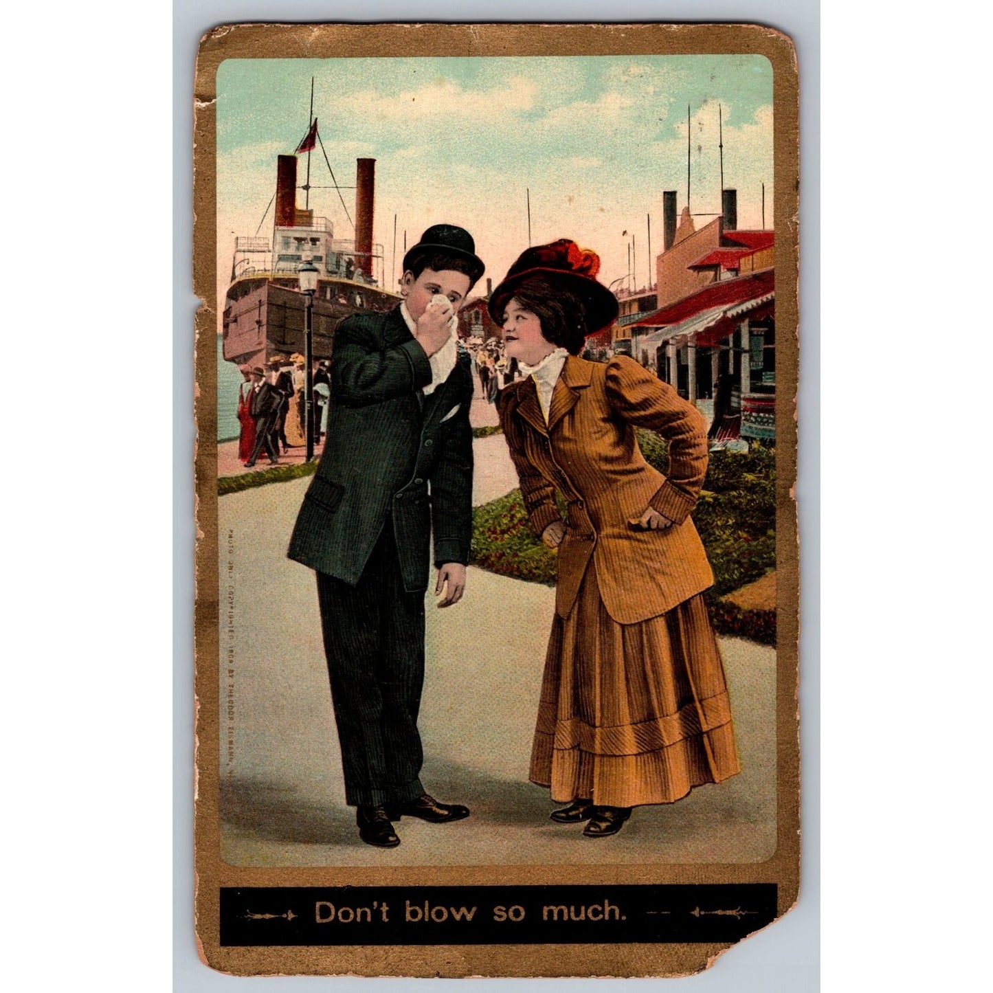 Comic Postcard Humorous Don't Blow So Much 1911 Theochrom Series Used