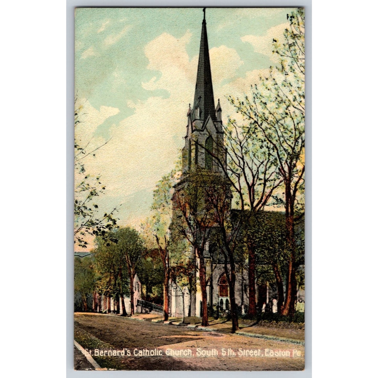 Easton PA Pennsylvania St Bernard's Catholic Church Early 1900 Divided Postcard