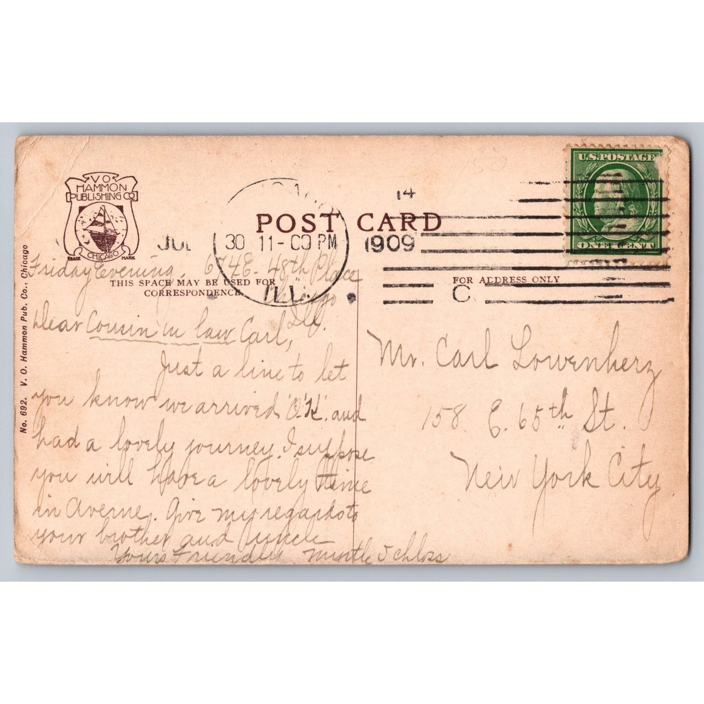 Chicago IL Illinois University of Chicago Cobb Lecture Hall 1909 Divided Postcard