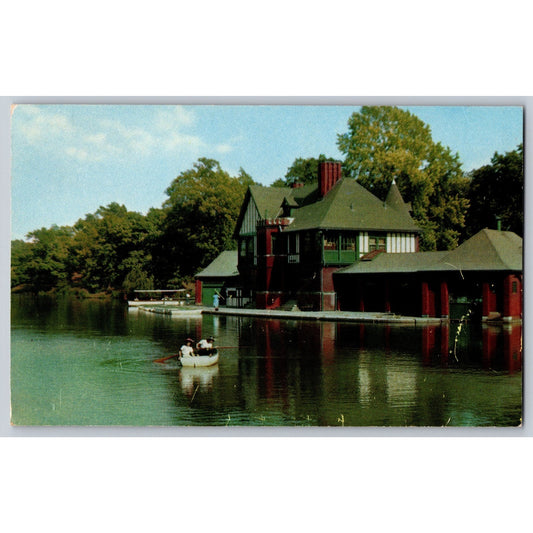 Providence RI Rhode Island Roger Williams Park Boat House Chrome Postcard