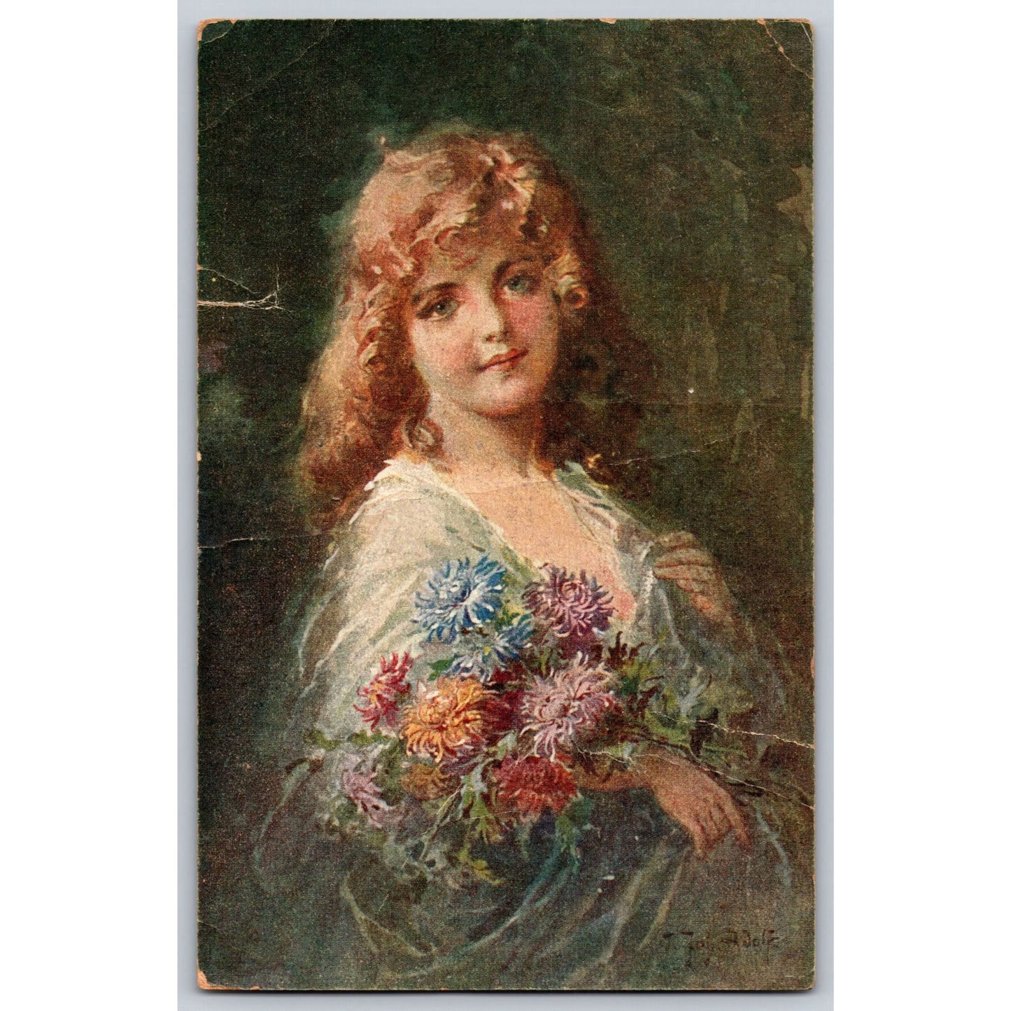 Postcard Beautiful Girl Unser Sonnenschein By T. Joh. Adolf Early 1900s Artwork