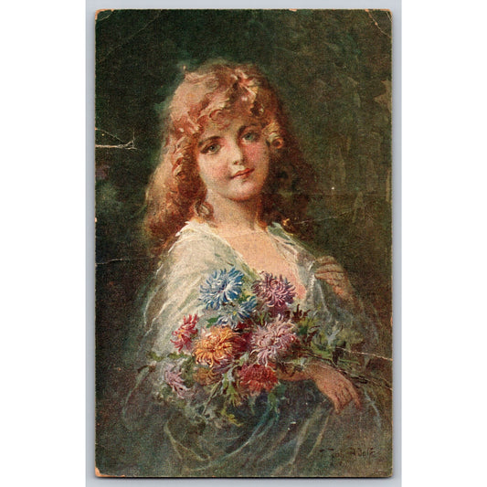 Postcard Beautiful Girl Unser Sonnenschein By T. Joh. Adolf Early 1900s Artwork
