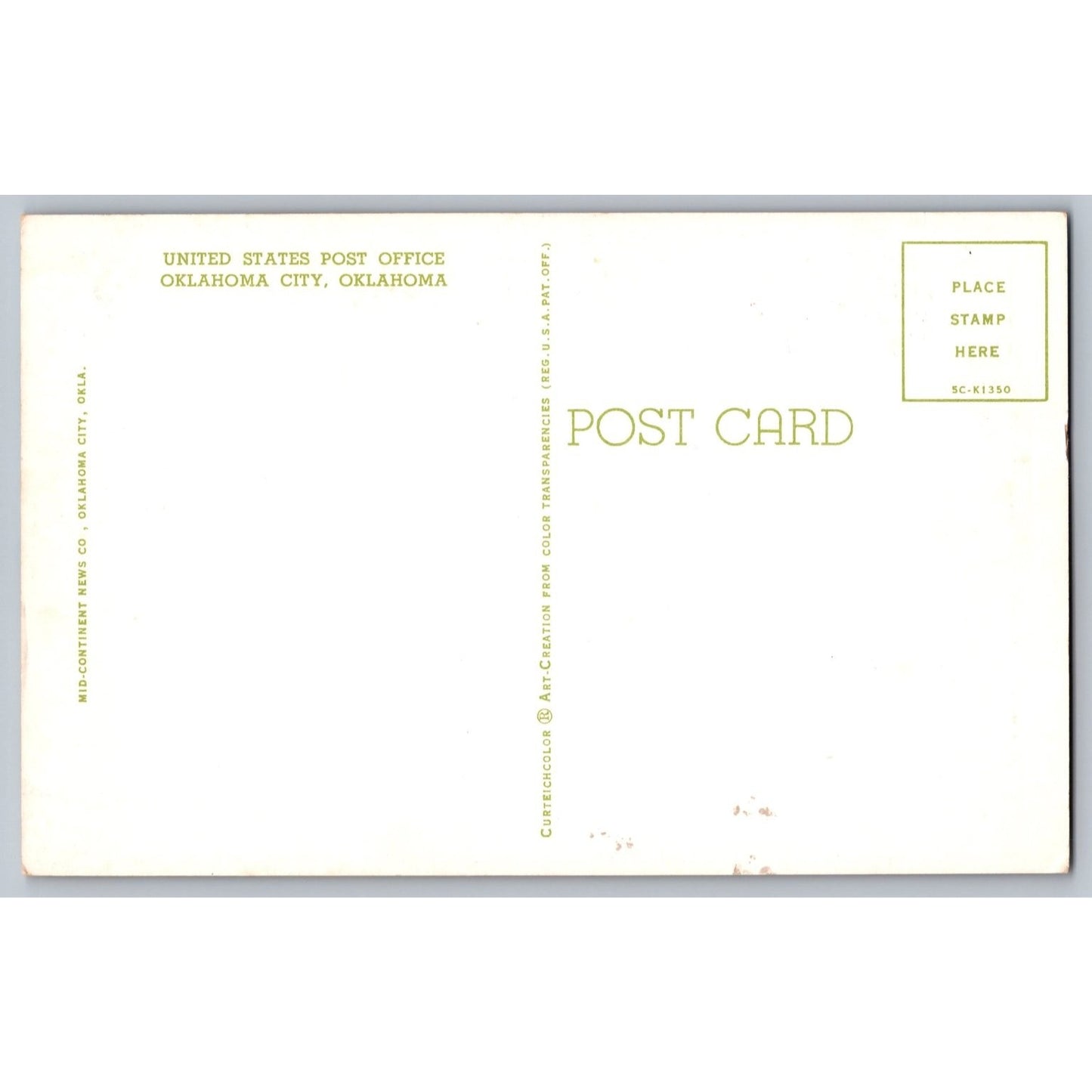 Oklahoma City OK Post Office 1950s Chrome Postcard Unused Curt Teich