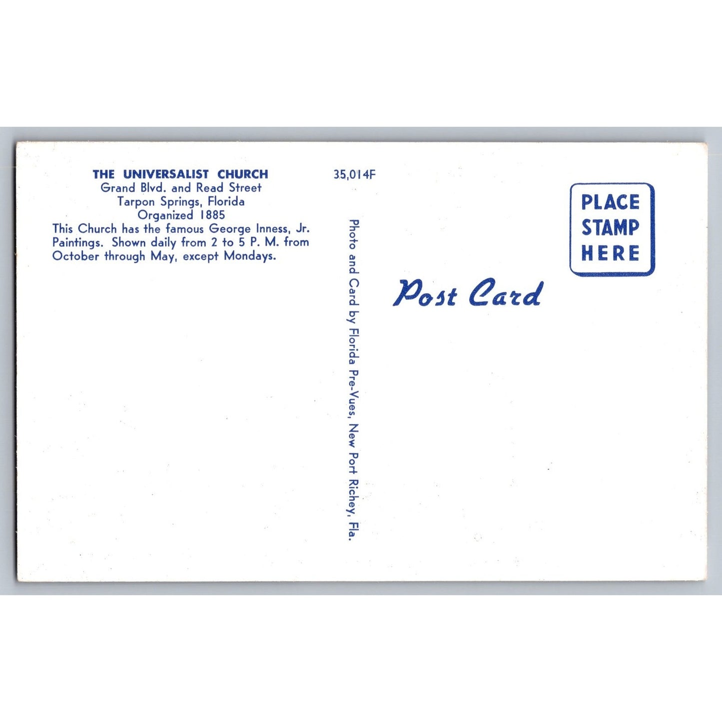 Tarpon Springs FL Florida Universalist Church Chrome Postcard Unused
