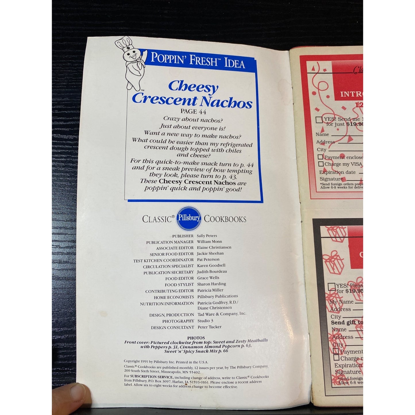 Pillsbury Classic Cookbooks January 1991 Appetizers Snacks & Sweets Recipes