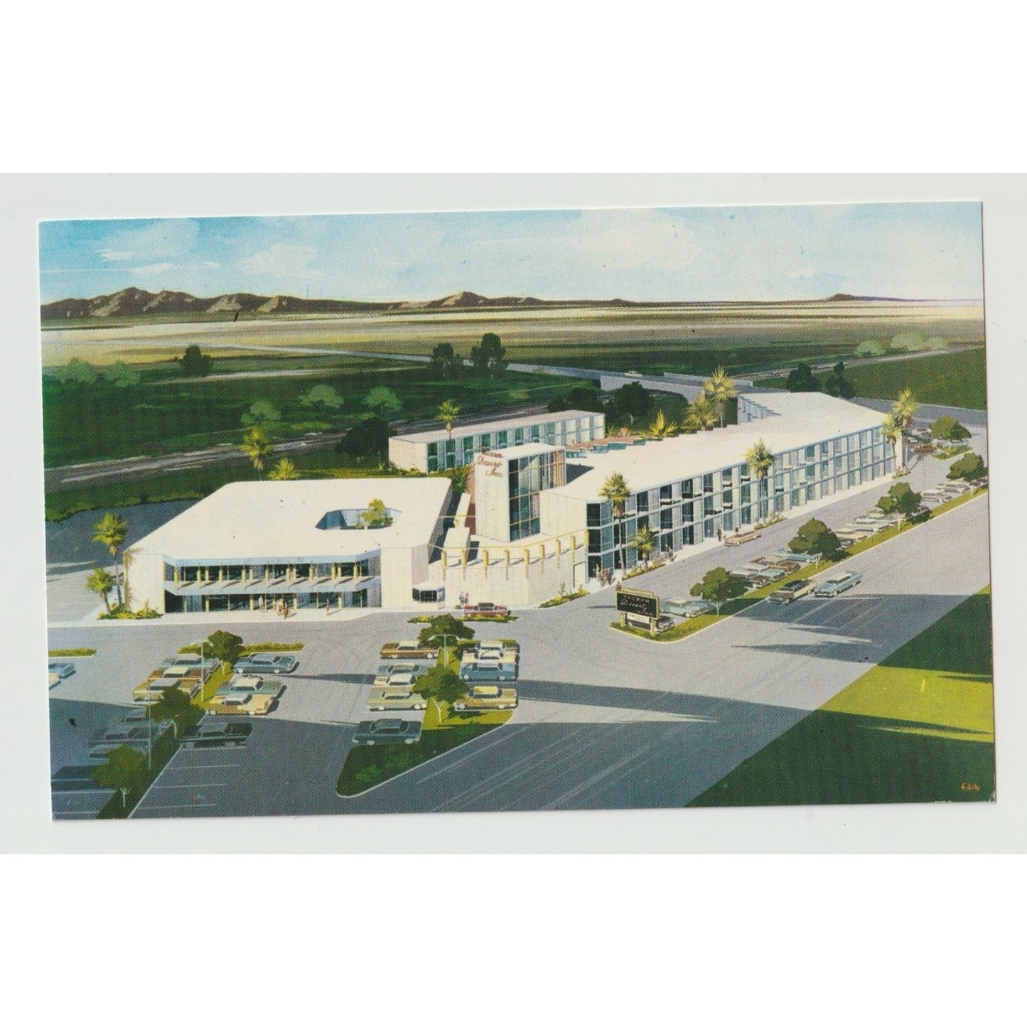 Tucson AZ Arizona Desert Inn Motor Hotel Illustration Chrome Postcard 50-60s