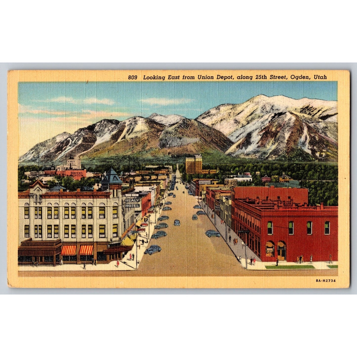 Ogden Utah UT 25th Street View Union Depot 1930s Linen Postcard Unused