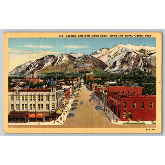 Ogden Utah UT 25th Street View Union Depot 1930s Linen Postcard Unused