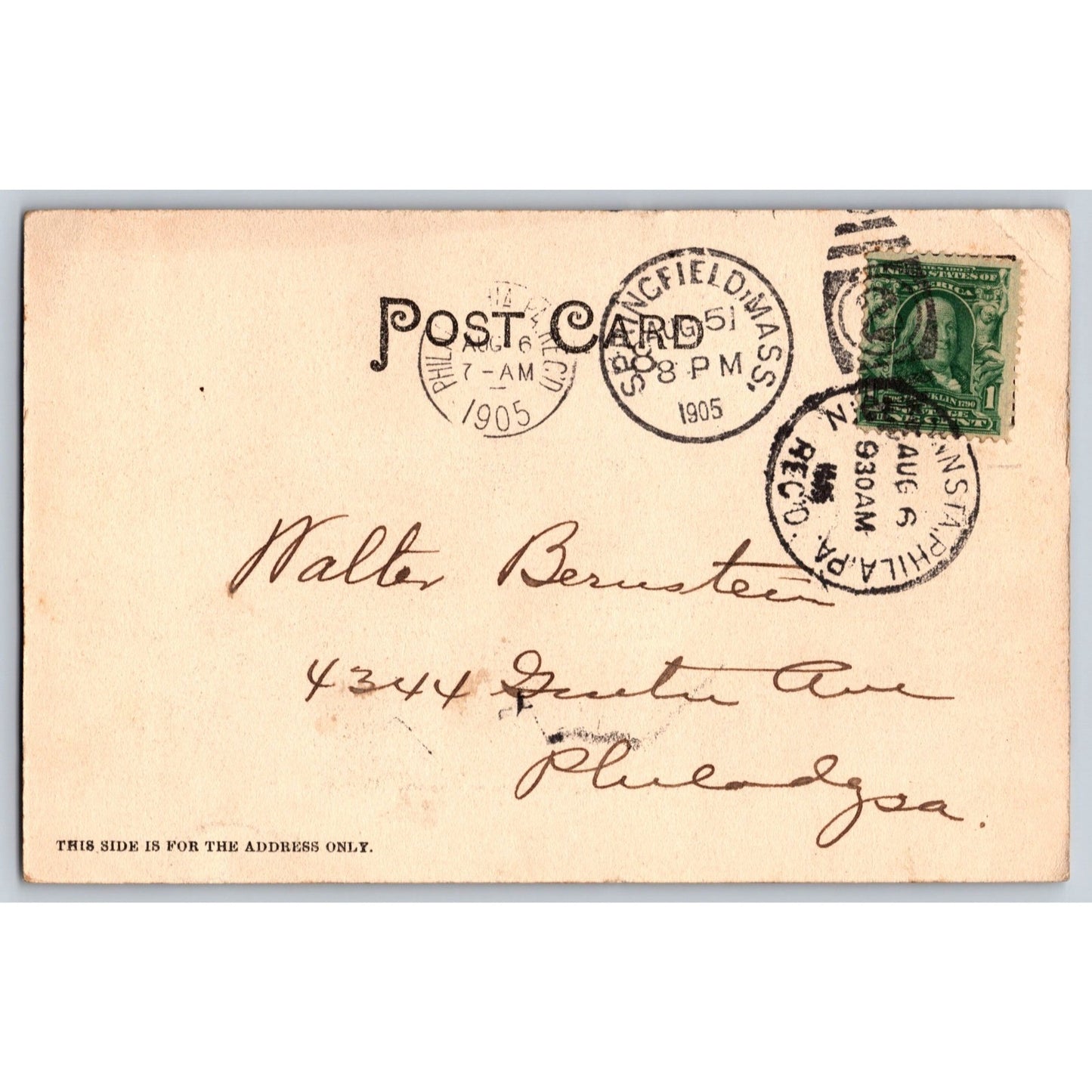 Springfield MA Massachusetts Connecticut River 1905 Undivided Back Postcard Used