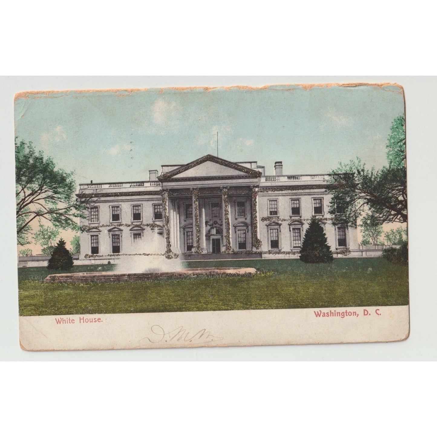 Washington DC White House Glitter 1907 Undivided Back Postcard Used
