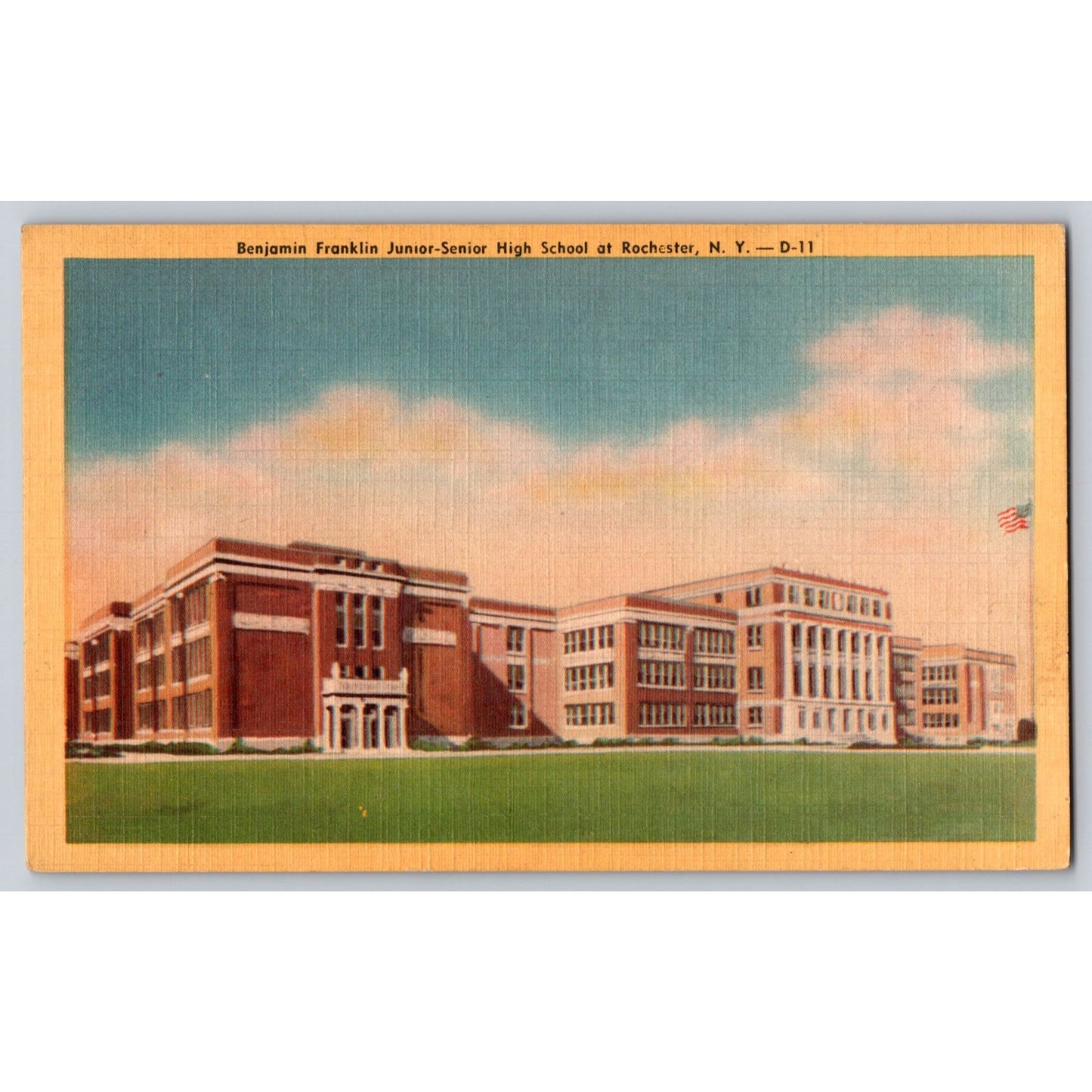 Rochester NY New York Benjamin Franklin Junior-Senior High School Linen Postcard