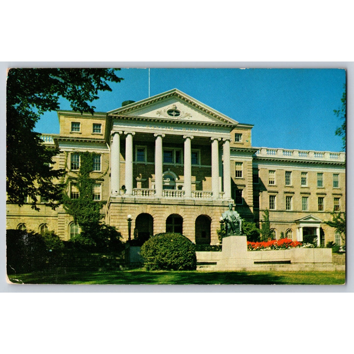 Madison WI Wisconsin University of Wisconsin Bascom Hall Chrome Postcard Unused