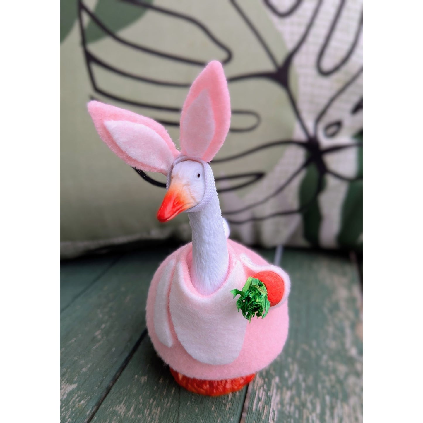 Rabbit Easter Bunny - 4" Goose Figurine With Handcrafted Outfit For Home Or Office Décor