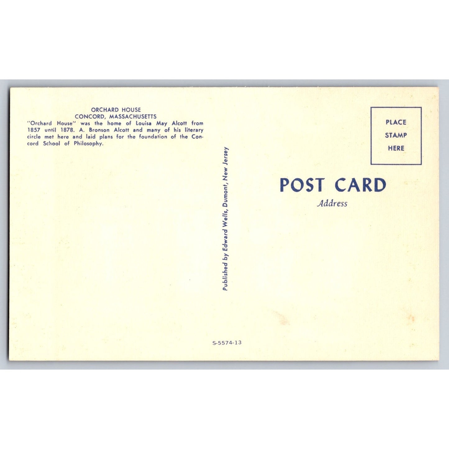 Concord MA Massachusetts Orchard House Louisa May Alcott Chrome Postcard Unused
