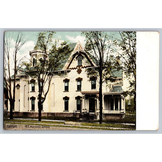 Hornell NY New York Masonic Temple Undivided Back Postcard Unused Leighton Co