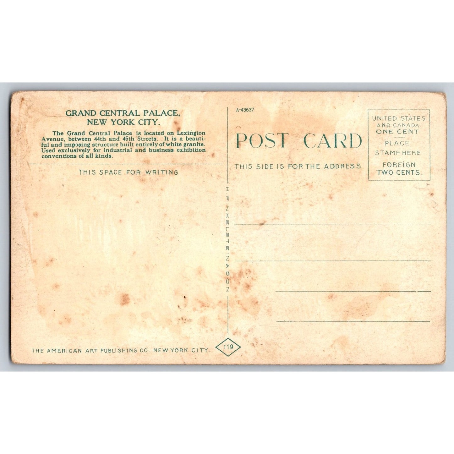 New York City NY Grand Central Palace Trolley Divided Back Postcard Unused