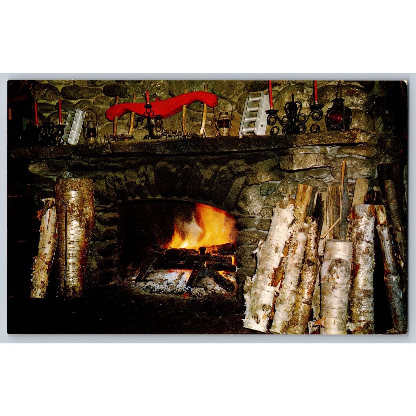 Mt Washington NH New Hampshire Marshfield House Base Station Fireplace Postcard