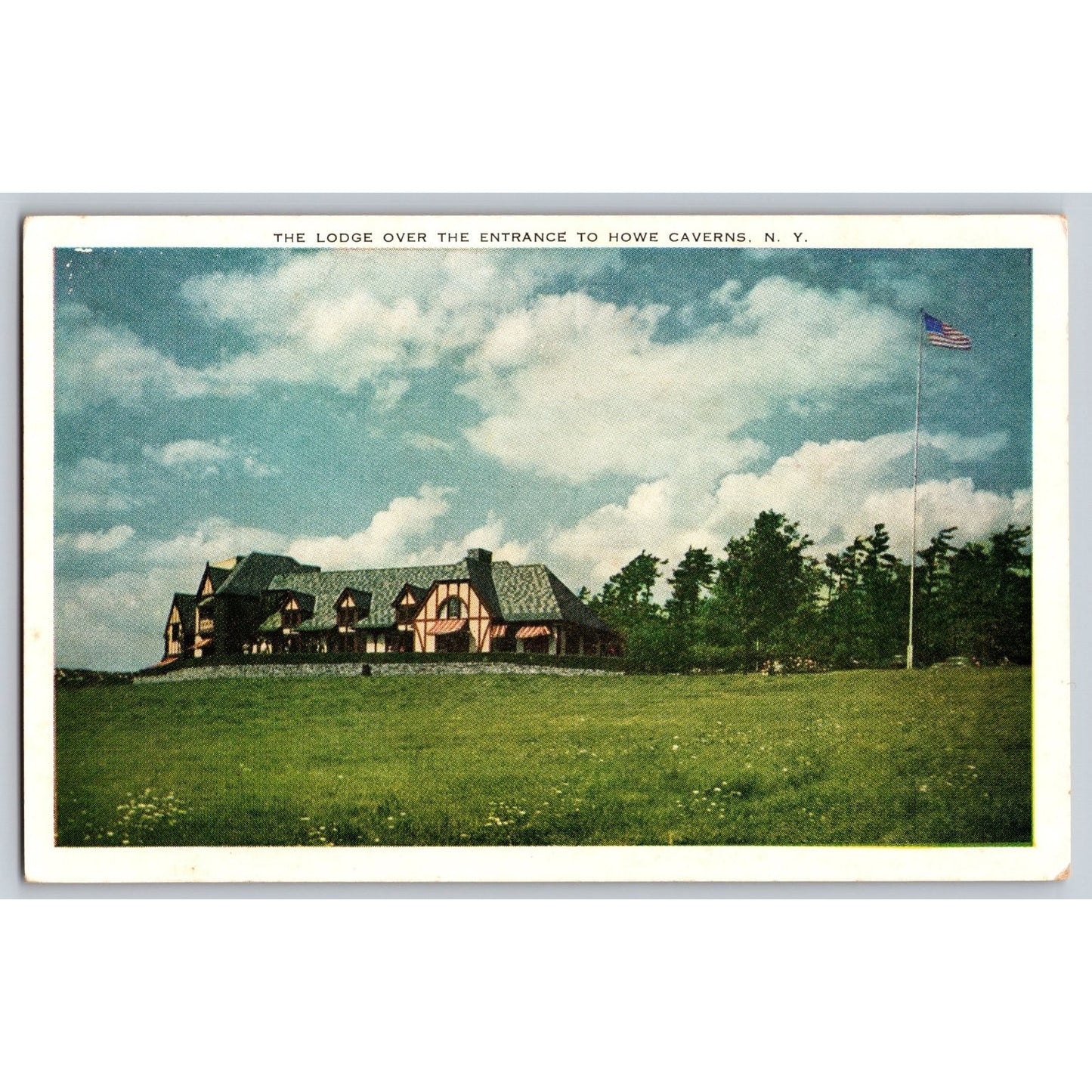 Howes Cave NY New York Lodge Scenic View Linen Postcard Unused