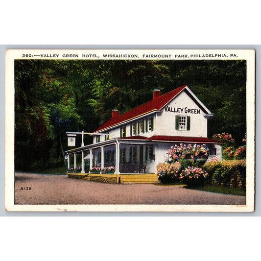 Philadelphia PA Pennsylvania Valley Green Hotel Fairmount Park 1941Postcard Used