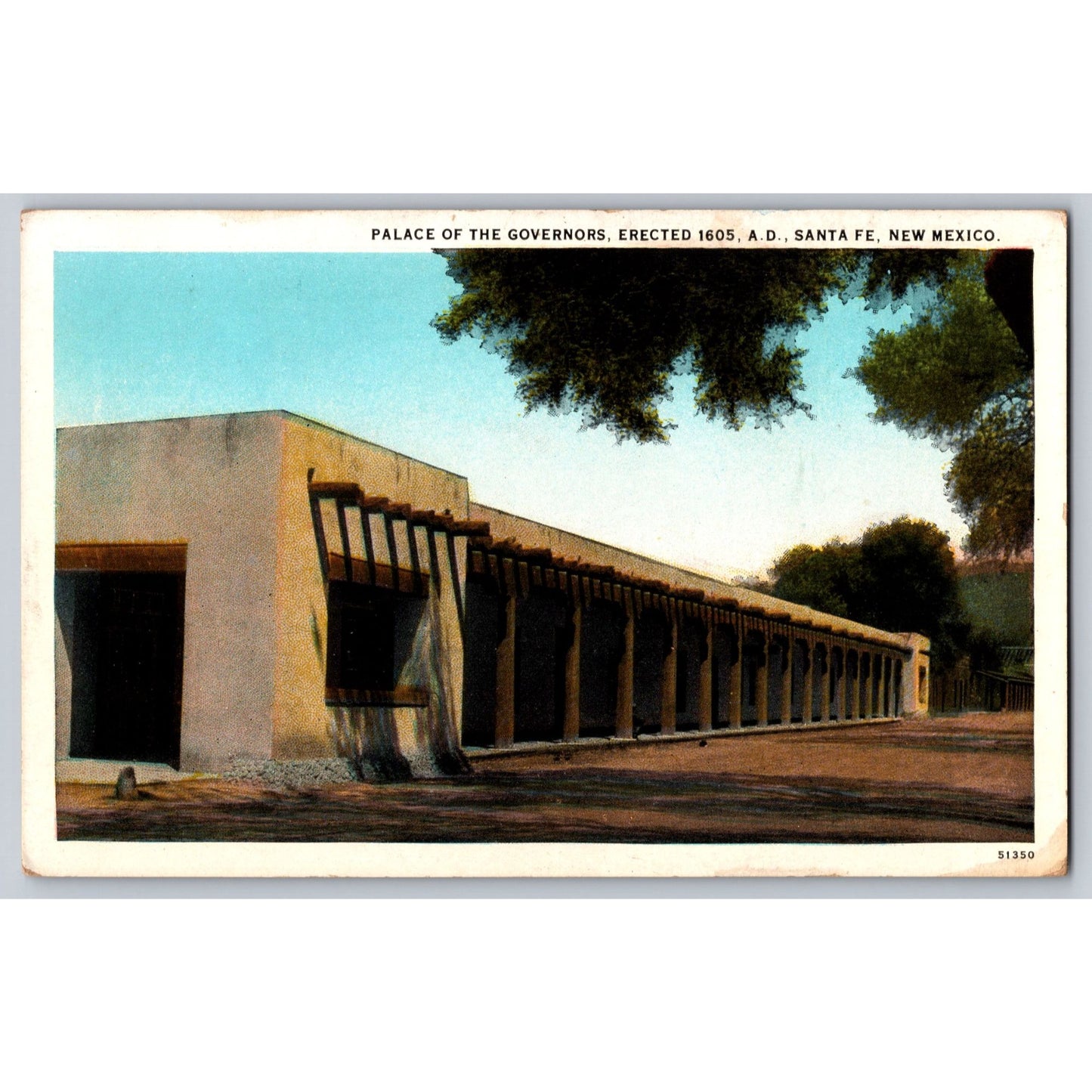 Santa Fe NM New Mexico Palace Of The Governors White Border Postcard Unused
