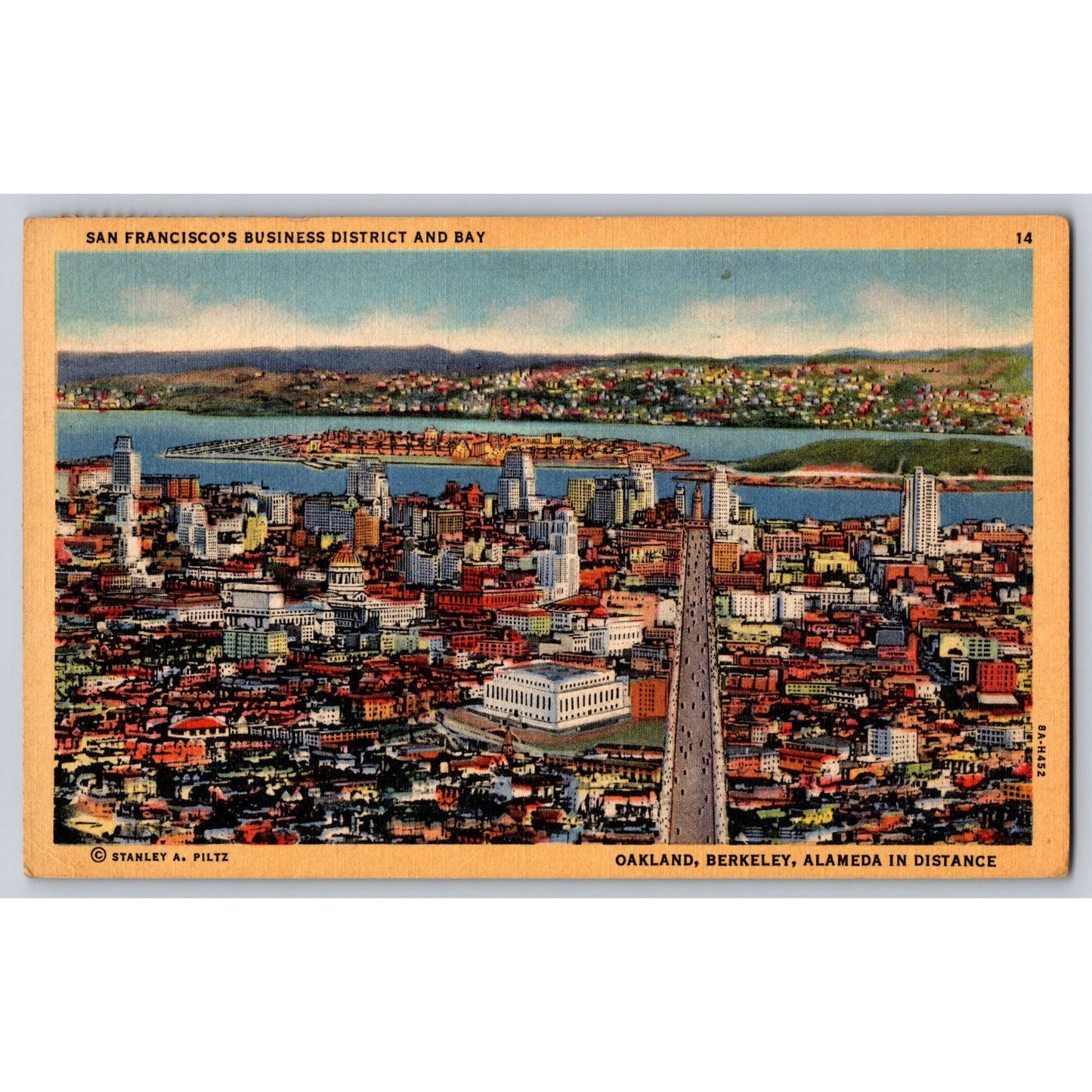 San Francisco CA California Business District & Bay 1962 Linen Postcard Piltz