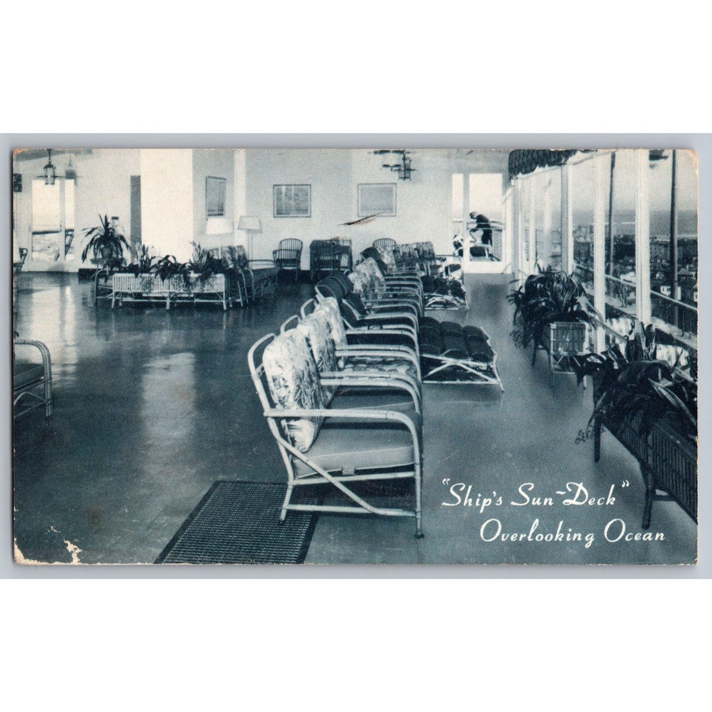 Atlantic City NJ New Jersey Colton Manor Hotel Ships Sun-Deck 1949 Postcard