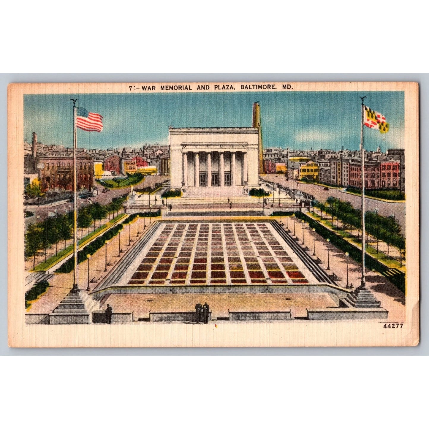 Baltimore MD Maryland War Memorial Plaza White Border Postcard Harry P Cann