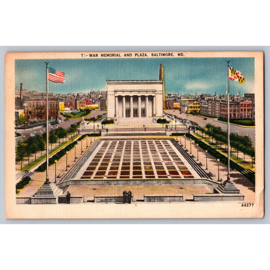 Baltimore MD Maryland War Memorial Plaza White Border Postcard Harry P Cann