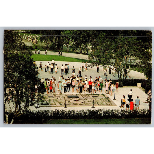 Arlington VA Virginia JFK Grave Cemetery Eternal Flame Chrome Postcard 1960s