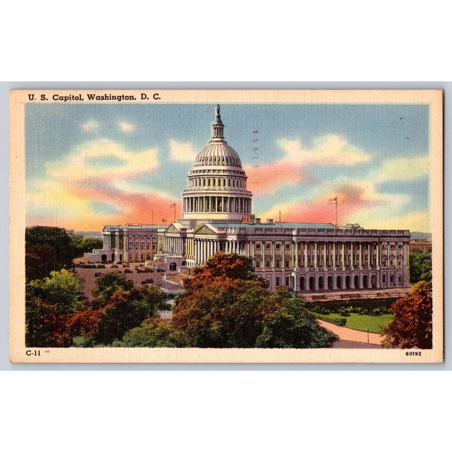 Washington DC US Capitol 1930s-40s Linen Postcard Unused