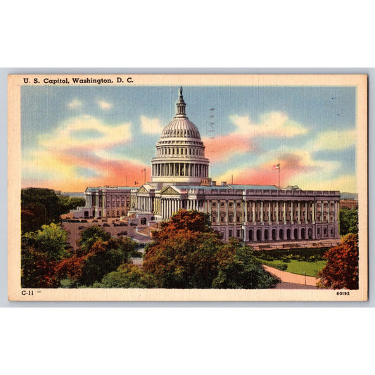 Washington DC US Capitol 1930s-40s Linen Postcard Unused