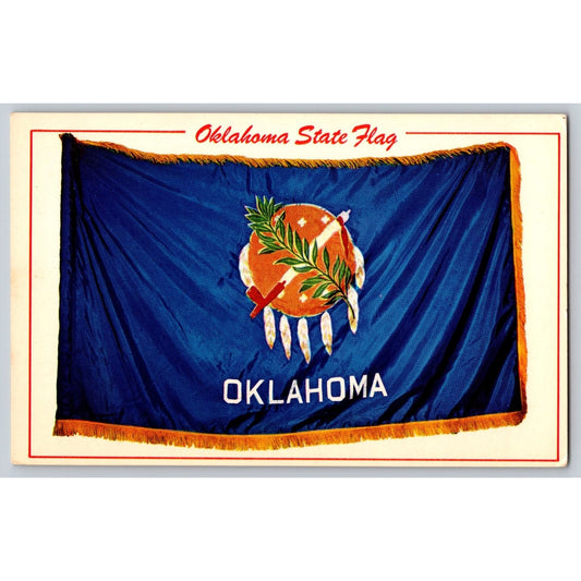 Oklahoma OK State Flag Chrome Postcard Scenic Color Card Co