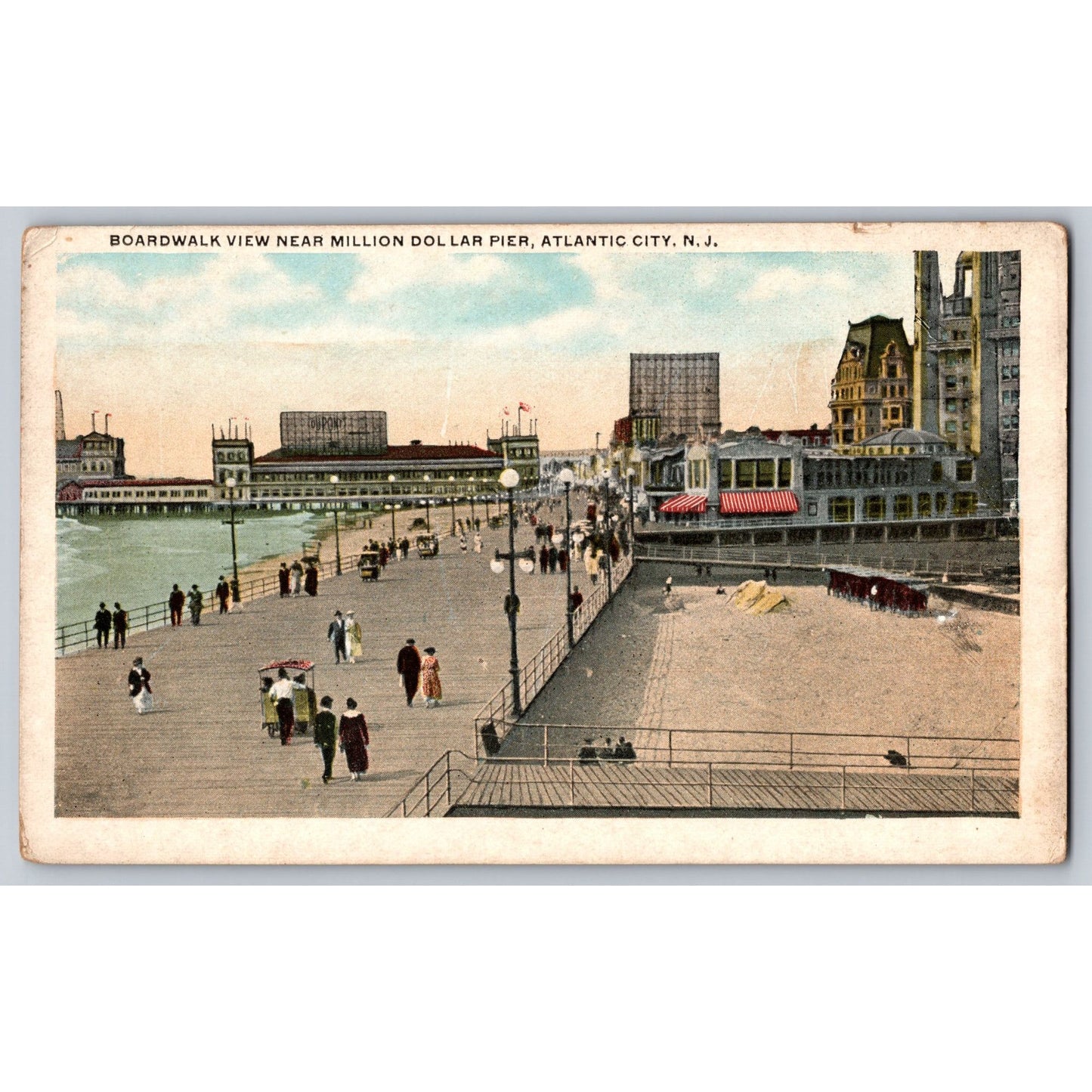 Atlantic City NJ New Jersey Boardwalk View Near Million Dollar Pier Postcard