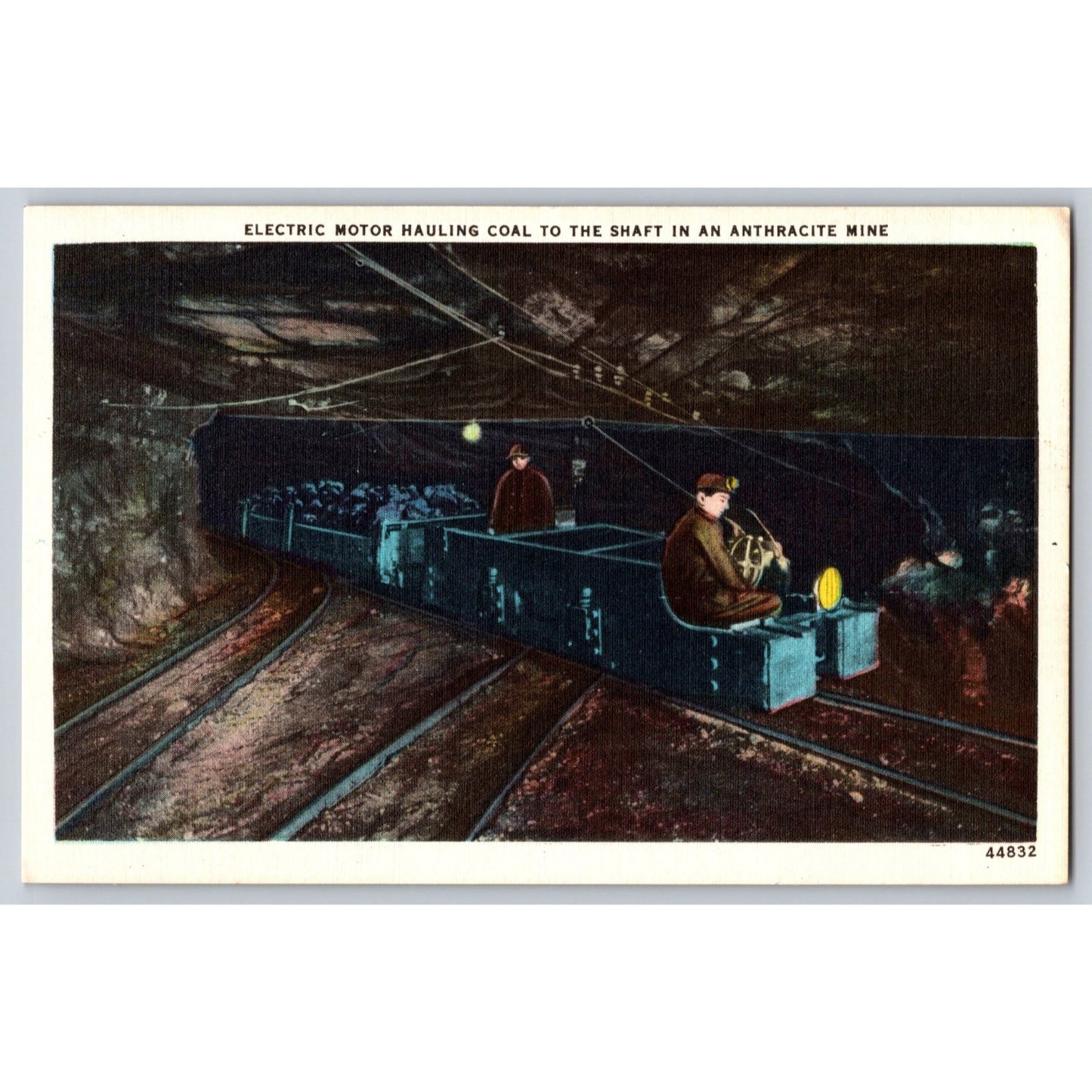 Postcard Electric Motor Hauling Coal Mine To The Shaft In An Anthracite Mine