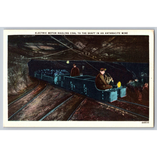 Postcard Electric Motor Hauling Coal Mine To The Shaft In An Anthracite Mine