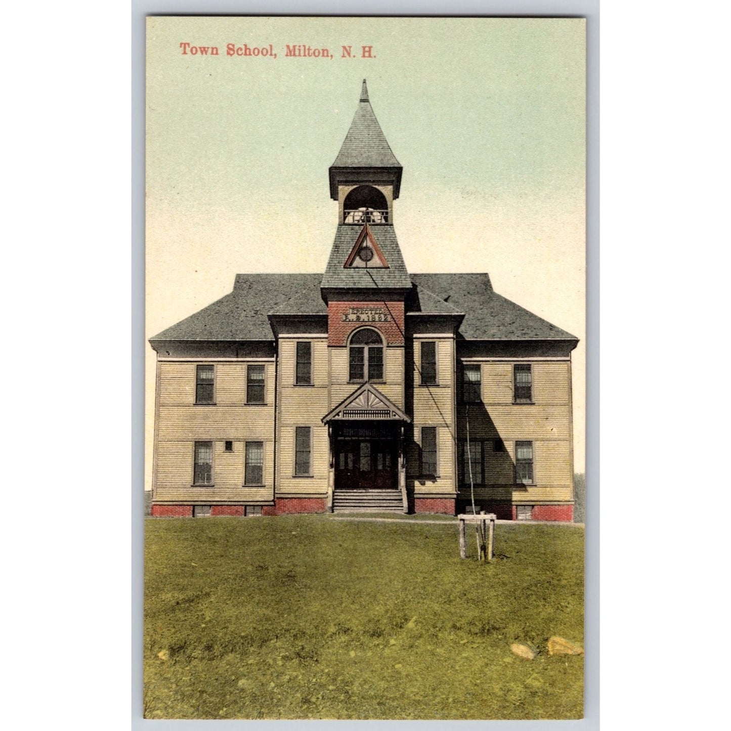 Milton NH New Hampshire Town School Divided Back Postcard Erected WC Knight