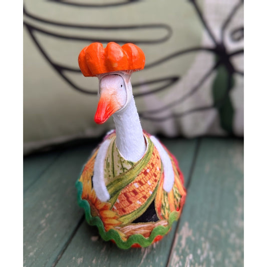 Hall Harvest - 4" Goose Figurine With Handcrafted Outfit For Home Or Office Décor