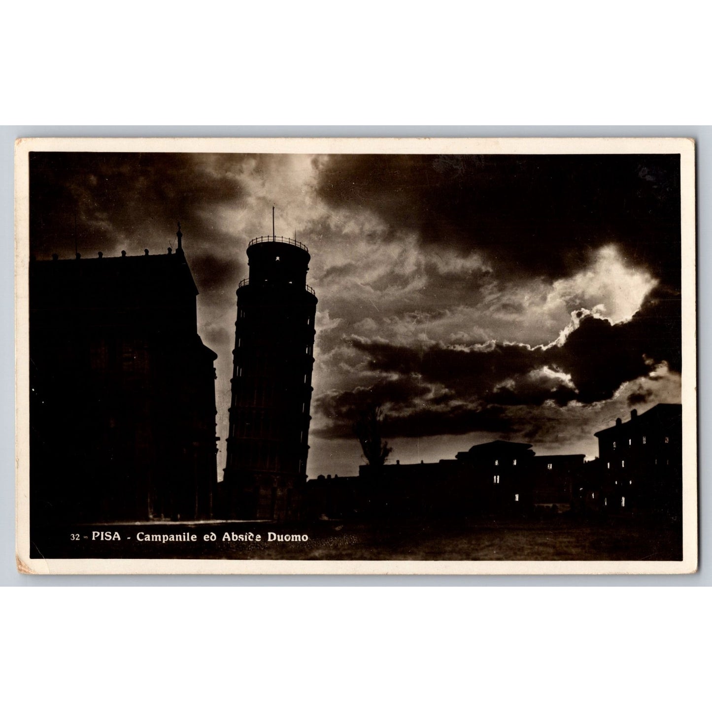 RPPC Pisa Italy Campanile ed Abside Duomo Scene 1932 Real Photo Postcard Used
