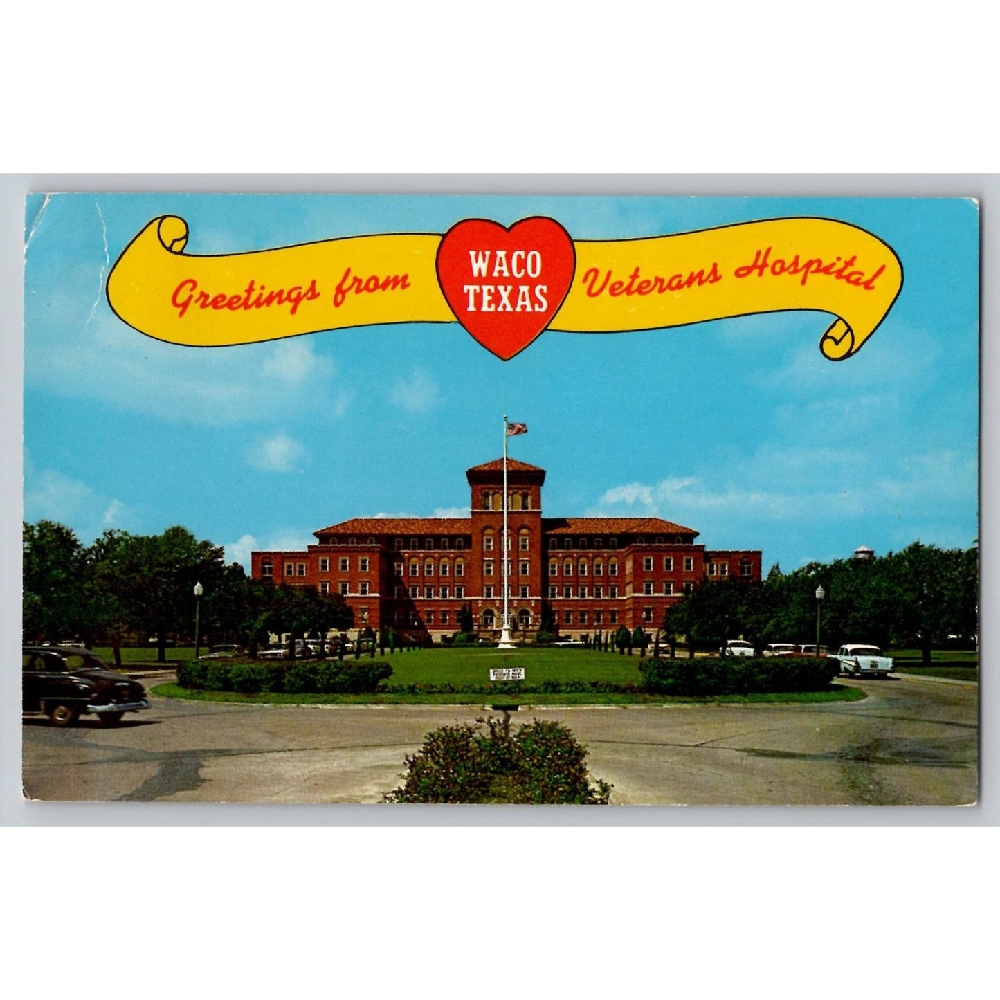 Waco TX Texas Veterans Hospital Chrome Postcard Curt Teich 3-D