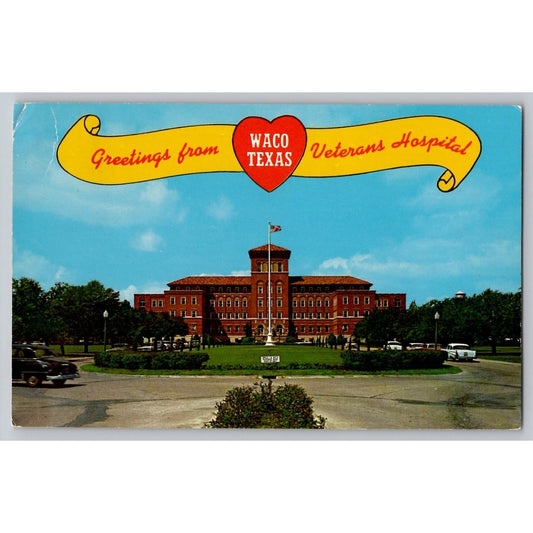 Waco TX Texas Veterans Hospital Chrome Postcard Curt Teich 3-D