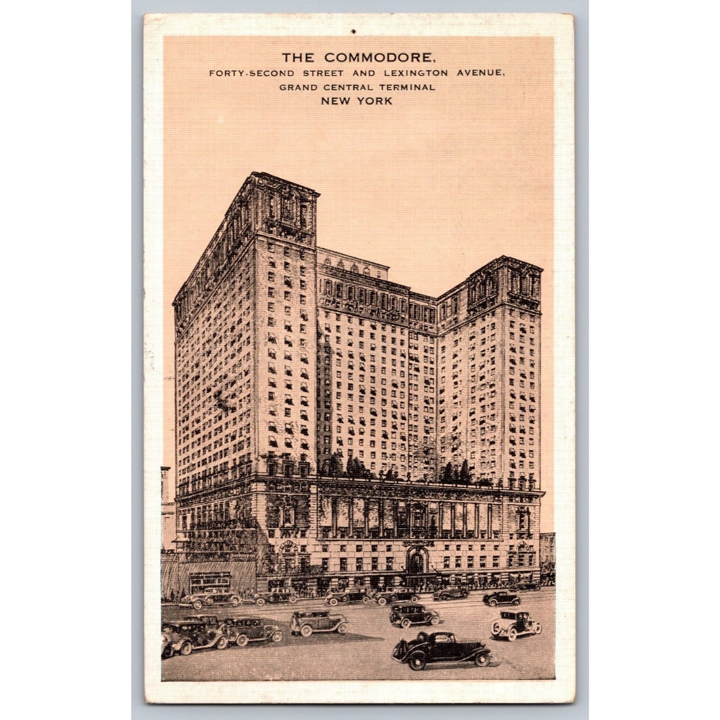 New York City NY The Commodore Hotel Grand Central Terminal 1935 Postcard