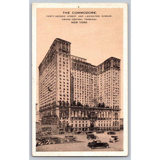 New York City NY The Commodore Hotel Grand Central Terminal 1935 Postcard