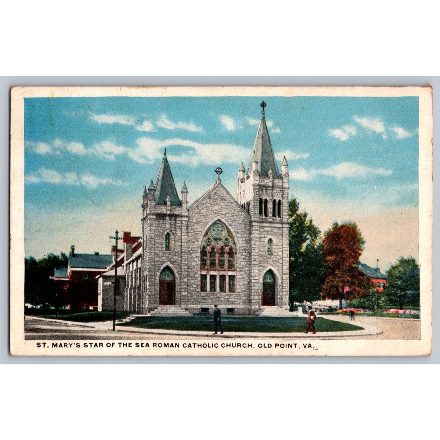 Fort Monroe VA Virginia St. Mary's Star of the Sea Church White Border Postcard