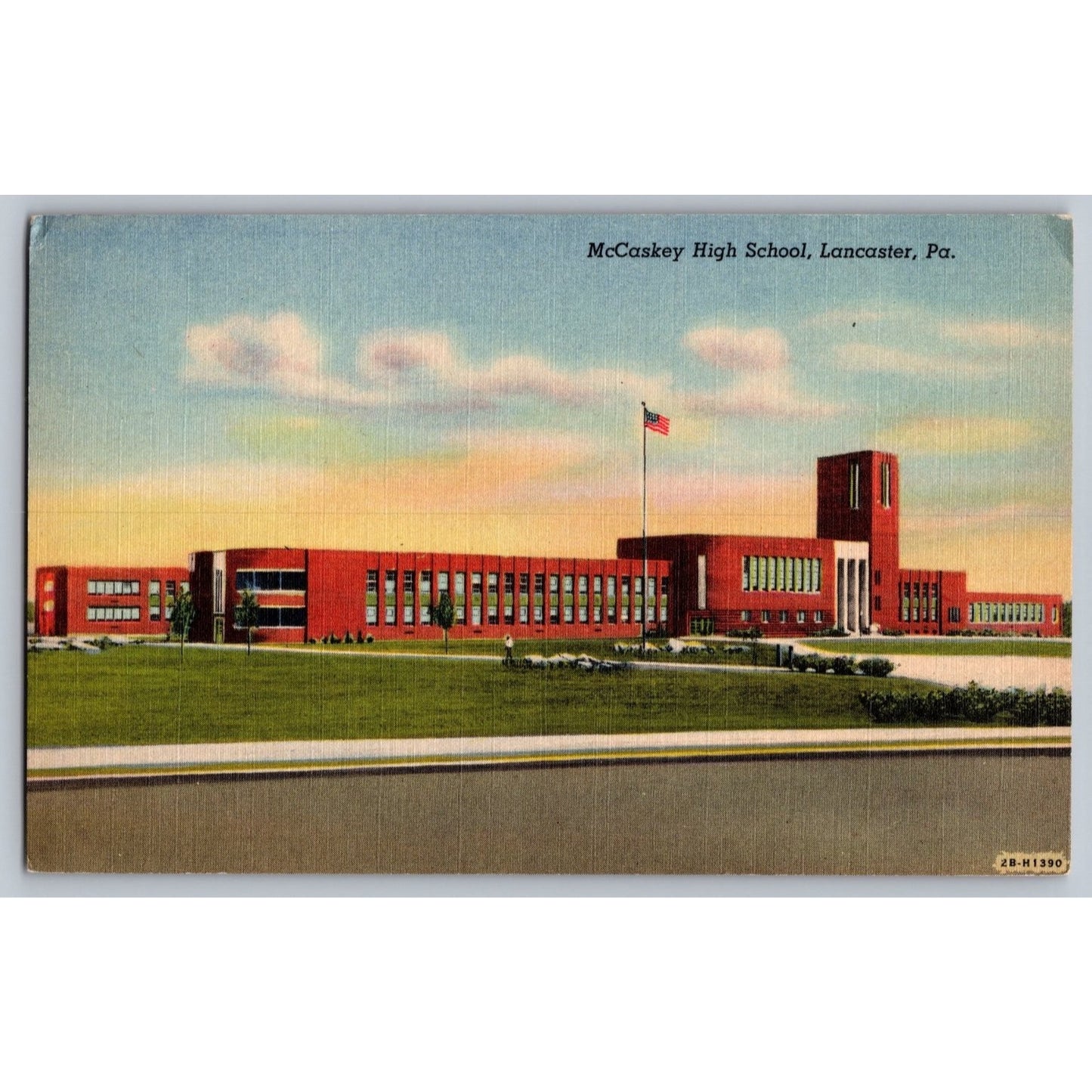 Lancaster PA Pennsylvania McCaskey High School Linen Postcard Curt Teich