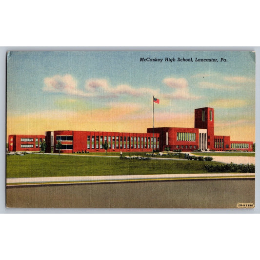Lancaster PA Pennsylvania McCaskey High School Linen Postcard Curt Teich